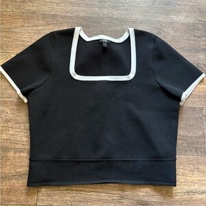 Express Black and White Square Neck Top